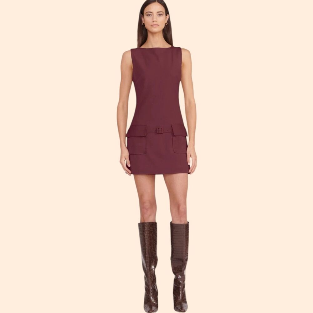 STAUD Sleeveless Mini Dress in Wine